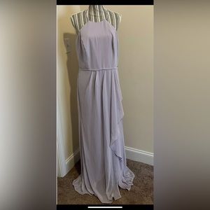 David’s Bridal Lavender Chiffon Cascading Bridesmaid Dress. Size 14